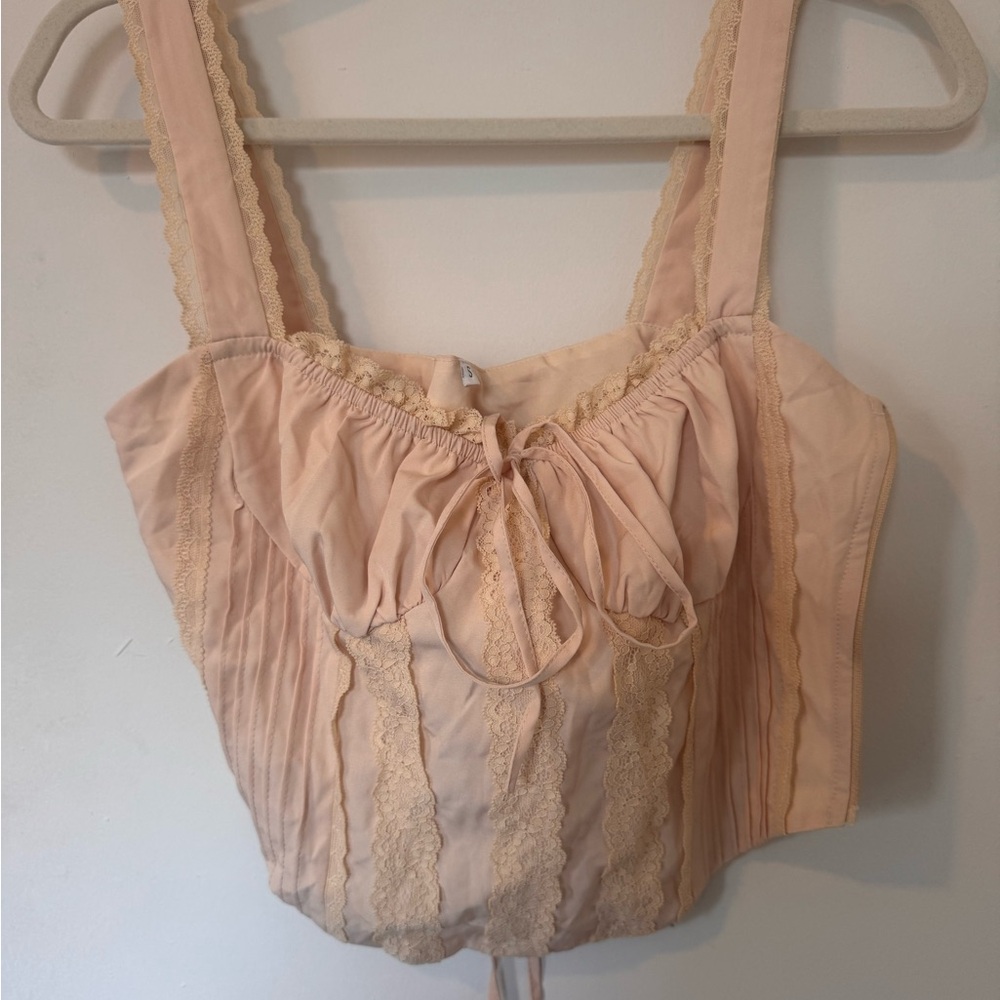 Lace Trimmed Peach Corset Top